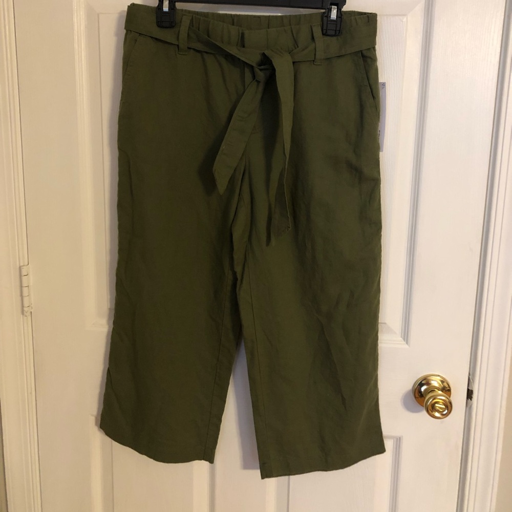 Liz Claiborne Linen Cotton Blend Olive Green Pant Sz S
